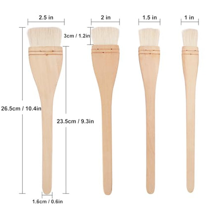 12 Pack Hake Brush, 1in / 1.5 in / 2in / 2.5in Flat Hake Brushes Set, Crafted with Premium Goat Hair Bristles, Ideal for Watercolor, Wash, Ceramic and Pottery Painting - size: 12 Pack (1in/1.5in/2in/2.5in)
