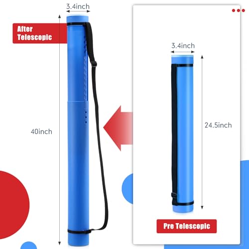 Yahenda 6 Pcs Expandable Poster Tubes Bulk, 24"- 40" Extendable Blueprint Tube with Shoulder Strap Waterproof Portable Durable Round Cases for Drawing, Poster, Office Bulk Supply(Red, Blue, Black) - color: Red, Blue, Black