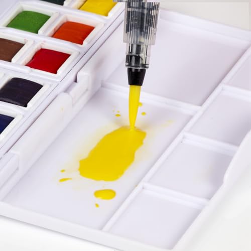 Derwent Watercolour Paint Pan 12 Set, Set of 12, Half Pan Size, Water-Soluble, Ideal for Painting, Professional Quality, Travel Size, 2306323