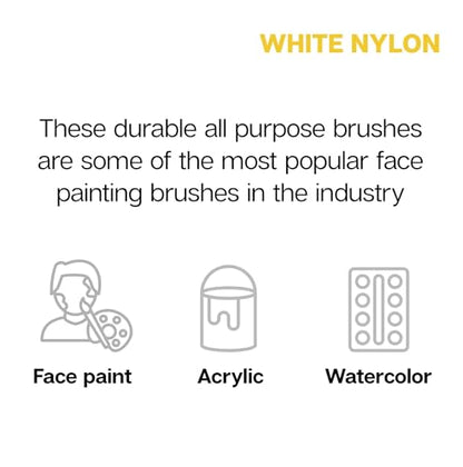 KINGART Premium White Nylon 7950-6 Gold Grip Round Artist Brushes, Synthetic Nylon Hair, Acrylic & All Media, Face Painting, Body Art, Fabric, Ceramics, Glass, Wood etc. Size 6 - size: 6
