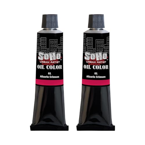 SoHo Urban Artist Oil Paint - 2 Pack, Alizarin Crimson 2 Pack - 170 ml Tube - Best Valued Oil Colors for Painting with Excellent Pigment Load - color: Alizarin Crimson