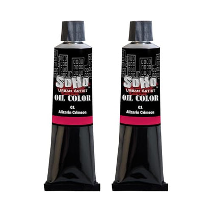 SoHo Urban Artist Oil Paint - 2 Pack, Alizarin Crimson 2 Pack - 170 ml Tube - Best Valued Oil Colors for Painting with Excellent Pigment Load - color: Alizarin Crimson