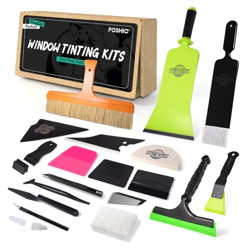FOSHIO Vinyl Wrap Tool Kit - Professional PPF, Window Tint & Car Wrap Tools Set, Includes Bulldozer/Mini/Corner/Felt Squeegees, Scrubber, Tint Brush, Craft Knives, Plastic Blades for Car Wrapping