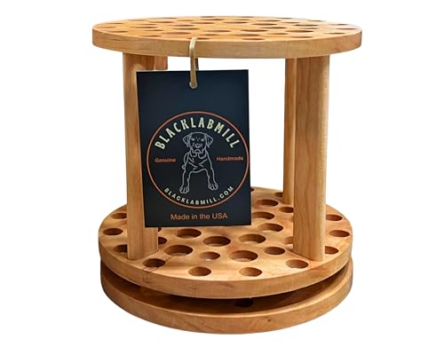 Rotating Paint Brush Holder - Handmade Paint Brush Holder Rotating Art Supply Organizer – Large Capacity Cherry Hardwood Brush Organizer for Desk, Arts and Crafts