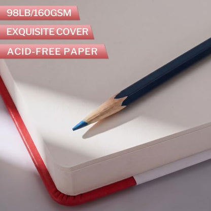 Prudiut Hardcover Pocket Sketchbook, 5" x 5" Square Mini Sketchbook, 98lb/160gsm Heavyweight Tiny Sketch Book, 80 Sheets Small Travel Drawing Journal for Adults, Artist, Ideal for Gift (Red) - color: Red