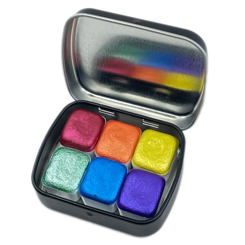 IUILE Handmade Watercolor Paints - Rainbow 1 Half Pan Set (6 colors) - color: Rainbow1