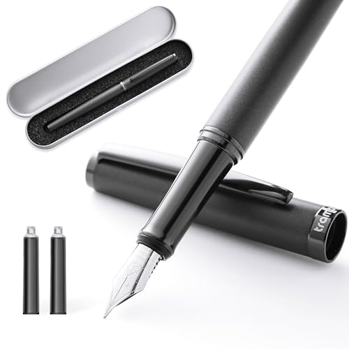 Fountain Pen Set,Extra Fine Nib,Includes 2 Ink Cartridges and Ink Converter, Ideal for Journaling and Calligraphy, Smooth-writing Fountain Pen - color: Black