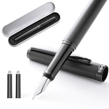 Fountain Pen Set,Extra Fine Nib,Includes 2 Ink Cartridges and Ink Converter, Ideal for Journaling and Calligraphy, Smooth-writing Fountain Pen - color: Black
