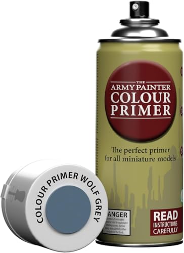 The Army Painter Colour Primer Wolf Grey, 400 mL Acrylic Spray Primer, Spray Paint Basecoat for Miniature Priming, Tabletop Roleplaying, Boardgames, and Wargames Miniature Modelling - color: Wolf Grey
