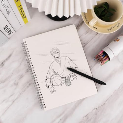 DSTELIN 10 x 7.5 Inch Sketch Book for Drawing, 50 Sheets 100GSM Acid-Free Thick Paper, Mix Media Spiral Bound Sketch Pad for Pencil and Pen