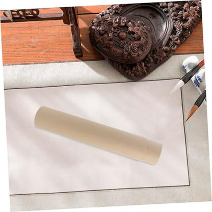 SOLUSTRE Japanese Scroll Holder Kraft Paper Cylinder Mailing Tube for Paintings and Calligraphy - color: Khaki