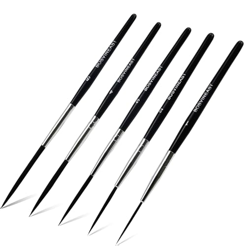 Rigger Liner Brushes for Painting, 5PCS Long Fine Detail Paint Brush Set, Script Liner and Pinstriping Brushes for Watercolor, Acrylic, Gouache, Lettering, Outlining and Miniature Art