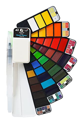 Brustro Artists’ Watercolour Pan (Set of 42) With its Paper, 14 X 21 cm
