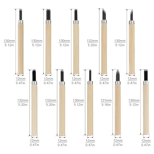10pcs Professional Wood Carving Chisel Set - Carbon Steel Woodworking Tools, Power Grip Chisels Great for Carving and Woodworking