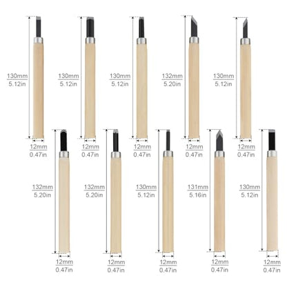 10pcs Professional Wood Carving Chisel Set - Carbon Steel Woodworking Tools, Power Grip Chisels Great for Carving and Woodworking