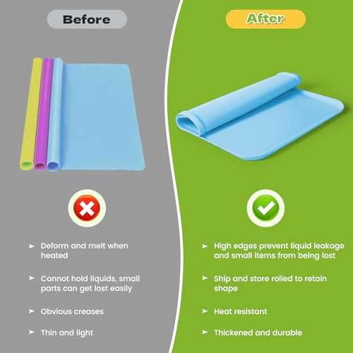 Silicone Art Mat for Crafts, 24"x16" Silicone Painting Mat to Keep Clean Protects Surfaces Perfectly for Crafts, Legos, Resin & Jewelry-Making, DIY Crafts Mat - color: Blue