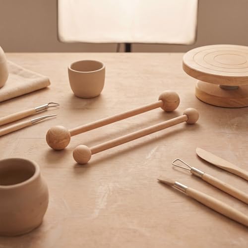 2 Pcs Wooden Throwing Stick for Pottery Shaping, Ceramic Throwing Tool Pottery Throwing-Tools Clay Hand Building Tools Trimming Tool for Pottery-Making
