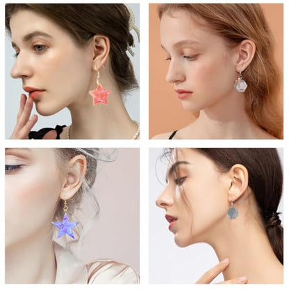 3 PCS Resin Jewelry Mold Kit with Hole Earring Silicone Mould Waterdrop Oval Pendant Molds Stars Moon Clouds Necklace Moulds for DIY Pendant Earrings Necklace Keychains Jewelry Making (3 Styles)