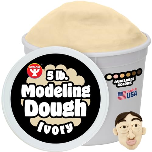 Hygloss Play Modeling Dough for Kids – Multicultural Skin Tones – Safe & Non-Toxic Sensory Dough for Arts & Crafts – Play Clay for Toddler Activities, Preschool Classroom Must-Haves (5 lb, Ivory) - color: Ivory, size: 5-Pound