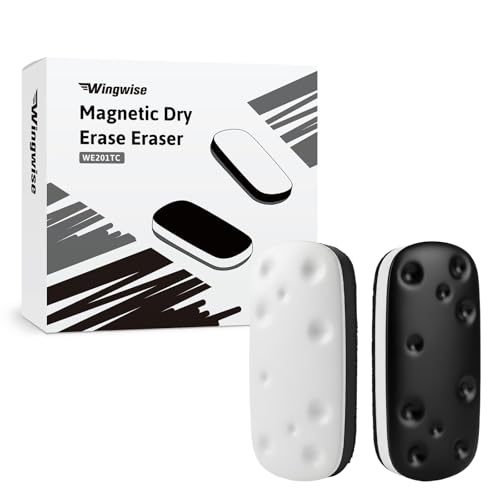Wingwise Magnetic Dry Erase Eraser for Glass Whiteboards,White Board Erasers with Strong Magnet, 2-Pack, Black + White, for Office, Classroom, Home (WE201) - color: 2-pack/ Black+white