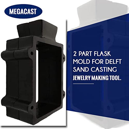 Cast Iron 2-Part Flask Mold for Delft Sand Casting Jewelry Making Tool