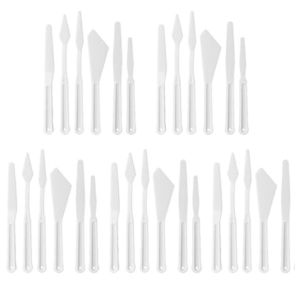 30 Pcs Outstanding Plastic Palette Knife Collection - Reliable Painting Spatula Set. Beautiful Flexible Mixing Scrapers Featuring Excellent Texture Art Supplies.