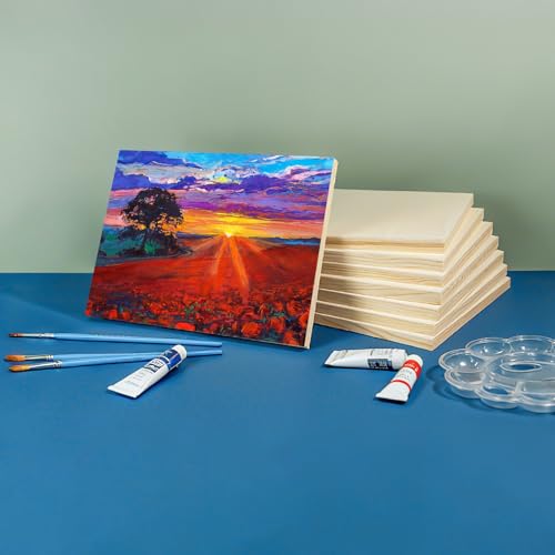 8 Pack Wood Canvas 14x18 Inch Wood Panels Smooth& Textured Pine Wood Boards for Oil Watercolor Art DIY Cratfs by Artists & Hobbyists - size: 14*18in