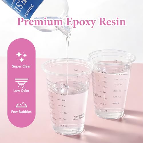 Epoxy Resin Kit with Light for Beginners, 34OZ Epoxy Kit with Dried Flowers, Measuring Cups and Resins Supplies, Resin Kit and Molds Complete Set DIY Crafts for Adults, Epoxy Set with Vase Mold - size: 34oz