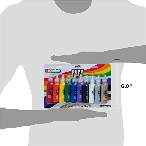TULIP Puff Paint Essential Rainbow Colors 10-pack, Multi-Surface, Premium Quality, Nontoxic & Waterproof Craft Paint, Permanent on Fabric, 10-pack - color: Rainbow