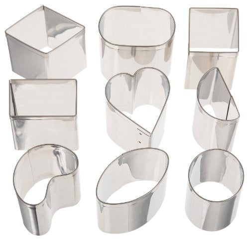 Ateco 9 pc Petit Four Stainless Steel Cutter Set - size: #2009 Petite Four Cutter Set, 9 pcs