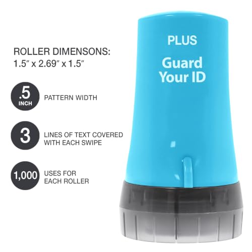 Guard Your ID Advanced Roller 3-Pack — Identity Theft Protection Stamp, Privacy Roller for Mail, Documents & Labels, Shredder Alternative, 1,000 Impressions per Roller (Turquoise, Green, White) - color: Xtra Mixed: Turquoise Green White, size: Regular 3-P