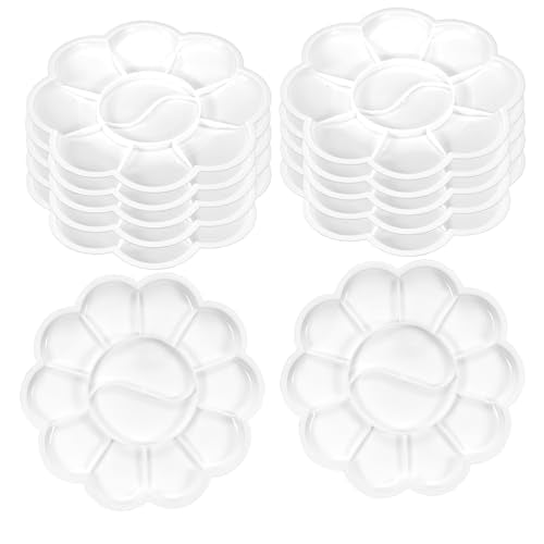 PATIKIL 12Pcs Paint Tray Palette, 5.9"/15cm Plastic Painting Palette Flower Shape for Watercolor Gouache Drawing Art Craft DIY Project, White - color: White, size: 5.9"/15cm