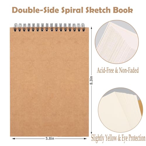 2 Pack Sketch Book, A4 A5 Spiral Bound Sketch Pad 160GSM Sketchbook, Acid Free Art Sketchbook Artistic Drawing Painting Writing Paper for Kids Adults Beginners Artists(2PC-A4A5) - color: 2PC-A4A5
