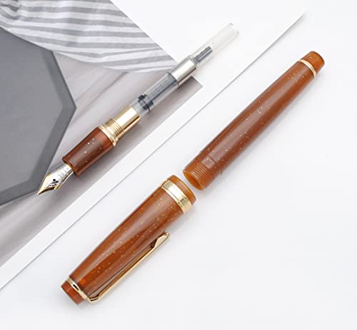 JINHAO 82 Fountain Pen with Gold Clip (F Nib 0.5mm, Transparent Fluorescent Coffee) - color: Transparent Fluorescent Coffee