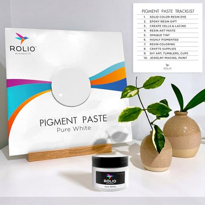 Rolio Pure White Pigment Paste for Epoxy Resin – 2oz Jar – Opaque White Epoxy Colorant, Resin Dye Paste, High-Intensity Pigment Paste for Art, Jewelry, Crafts, Tumblers & DIY Projects - color: Pure White