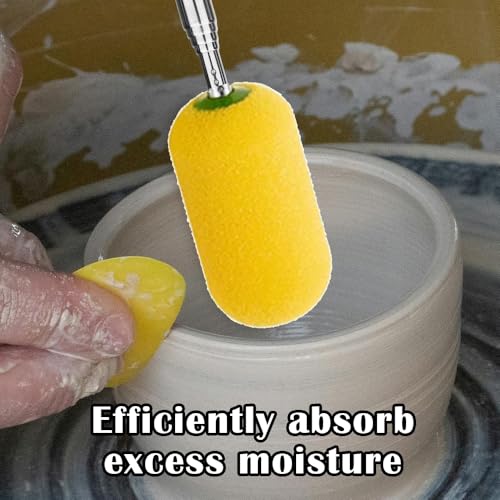 Pottery Foot Rim Shape Tool with Scalable Sponge Stick, Rotundity Rim Modeling Kit, Compatible with Ceramic Trimming and Finishing Tool - color: Black