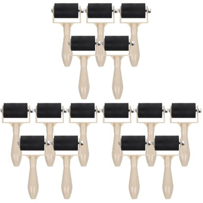 MAGICLULU 15Pcs Small Rubber Brayer Roller for Printmaking - 3.7" Mini Inking Rollers Bulk for Art Crafts, Gelli Plate, Lino Block Printing & Stamping, Professional Inking Brayers for Kids & Adults