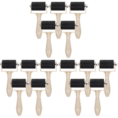 MAGICLULU 15Pcs Small Rubber Brayer Roller for Printmaking - 3.7" Mini Inking Rollers Bulk for Art Crafts, Gelli Plate, Lino Block Printing & Stamping, Professional Inking Brayers for Kids & Adults