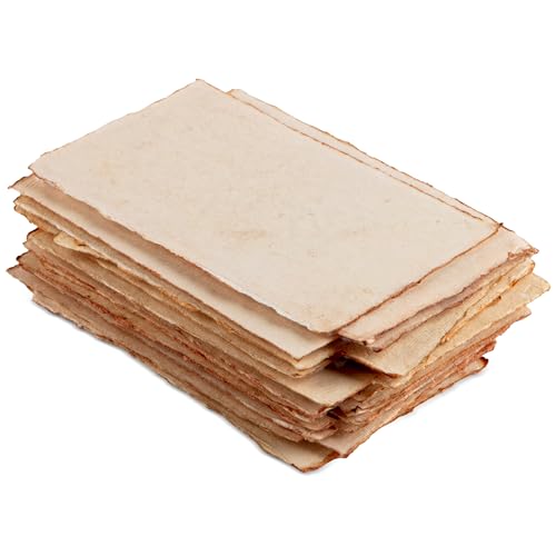 Wanderings 300 GSM Thick Handmade Watercolor Paper 4" x 6" Hot Press Vintage Paper with Deckled Edge for Artists, Painting, Calligraphy, Crafts & Journaling 25 Loose Sheets - color: Vintage, size: 4x6" (10.5x15cm)