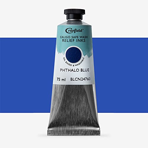 Cranfield Caligo, Safe Wash Relief Ink, 75ml Tube, Phthalo Blue, BLCN24760