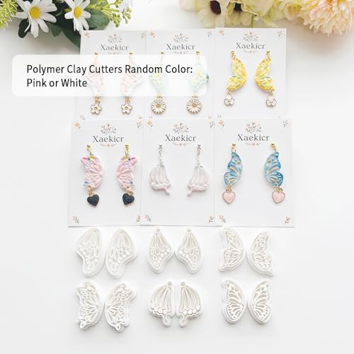 Xaekicr 12 Pairs Butterfly Wing Polymer Clay Cutters - Detailed Texture Jewelry Making Tools for Earrings & DIY Crafts, Soft Clay Shaping Molds - color: 2E color
