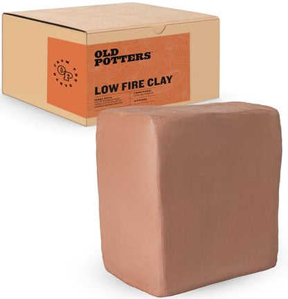 Old Potters Low Fire Pottery Clay (Cones 06-2) Art Modeling Clay, Ideal for Wheel Throwing and Hand Building, Pottery Clay for Sculpting, Beginners, and Advanced, 10 lbs Terra Cotta - color: Terra Cotta