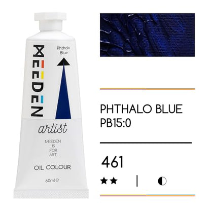 MEEDEN Artist Grade Oil Paint: Phthalo Blue - 60ml/2oz Tube - Professional Art Paints for Canvas Painting - color: Phthalo Blue, size: 2 Fl Oz (Pack of 1)
