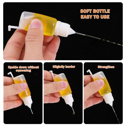 100 Pcs 0.34oz Narrow Tip Applicator Bottle Mini Needle Tip Glue Bottle Applicator Precision Translucent Glue for Alcohol Ink DIY Quilling Acrylic Painting