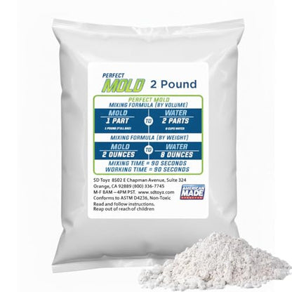 Perfect Mold Alginate Molding Material, Non-Toxic Mold Making Powder for Life Casting, Hand Casting, Baby Footprints, Face & Body Molds, USA Made, 2 lb Bag - size: 2 lb