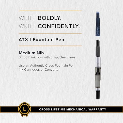 Cross 886-41MJ ATX Fountain Pen, Brushed Black, Medium - color: Sandblasted Black, style: Medium Nib