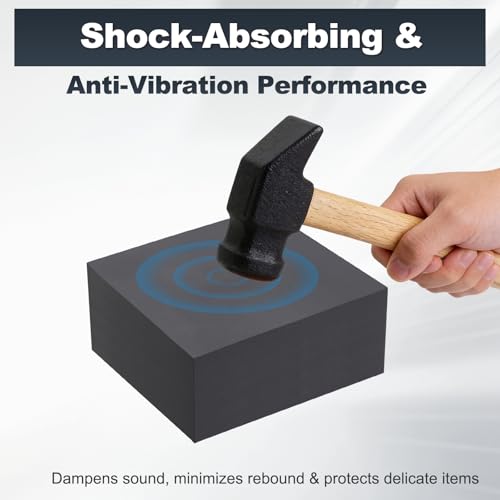 HARFINGTON Rubber Bench Block 2"x2"x1" Black Rubber Stamping Block Square Anti Vibration Pads for Jewelry Making Hammering Shaping Chasing Flattening Metals - size: 2"x2"x1"