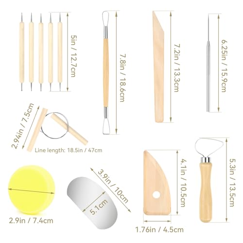 13 Pcs Clay Tools Kit, Pottery & Clay Sculpting Tools, Polymer Clay Tools for Adults, Pottery Craft, Drawing, Dotting, Baking, Carving, Molding, Modeling, Shaping