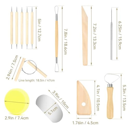 13 Pcs Clay Tools Kit, Pottery & Clay Sculpting Tools, Polymer Clay Tools for Adults, Pottery Craft, Drawing, Dotting, Baking, Carving, Molding, Modeling, Shaping
