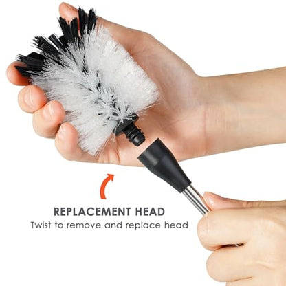 Water Bottle Cleaning Brush with 2 Replaceable Heads, Compatible with Sport Bottles, Tumblers, Mugs, Wine Decanters, Glassware, 15 in, White - color: White, size: 15 Inch ( Pack of 1)